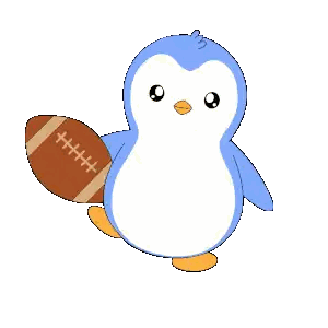 Blue Penguin Holding Football Sticker