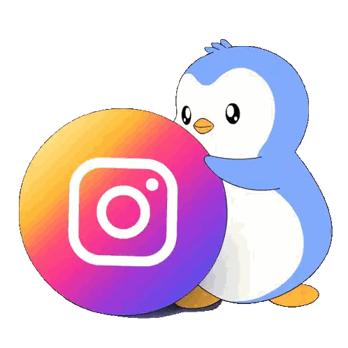 Blue Penguin Holding Instagram Logo Sticker