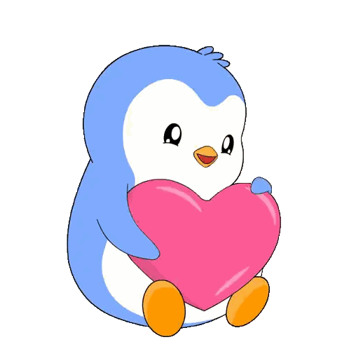 Blue Penguin Holding Purple Heart Sticker