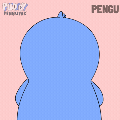 Blue Penguin Holding Red Heart Named Pengu GIF