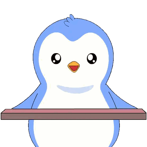 Blue Penguin Holding Sign Saying I Love You Sticker