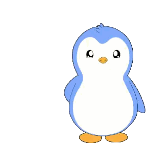 Blue Penguin Holding Wow Sign Sticker