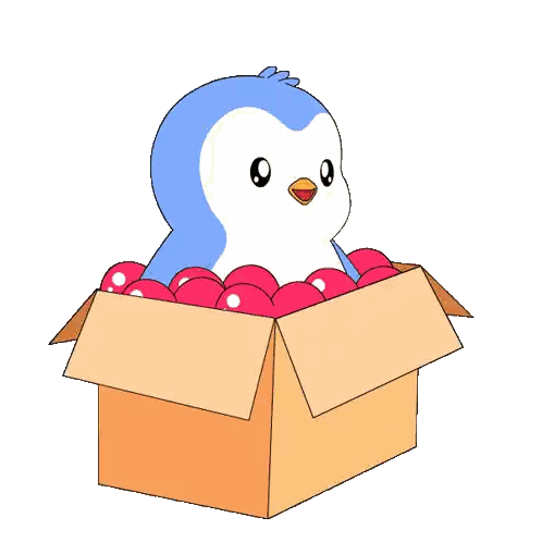 Blue Penguin In Heart Box Sticker