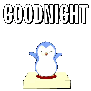 Blue Penguin Jumping Over Good Night Button Sticker