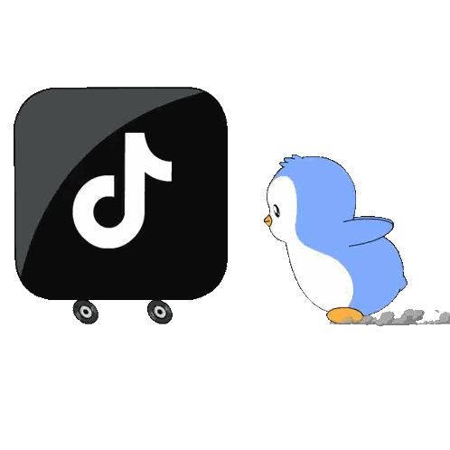 Blue Penguin Next To T Icon Sticker