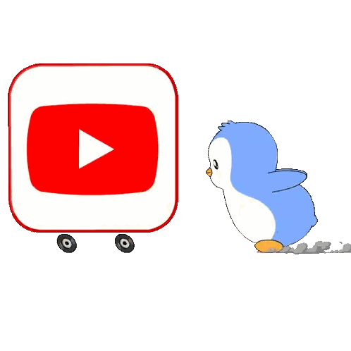 Blue Penguin Next To YouTube Icon Sticker