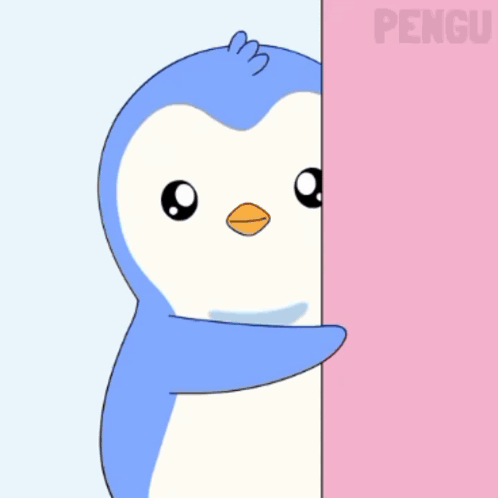 Blue Penguin Peeking From Behind Pink Penguin Ok GIF