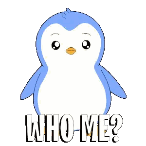 Blue Penguin Saying Who Me Sticker
