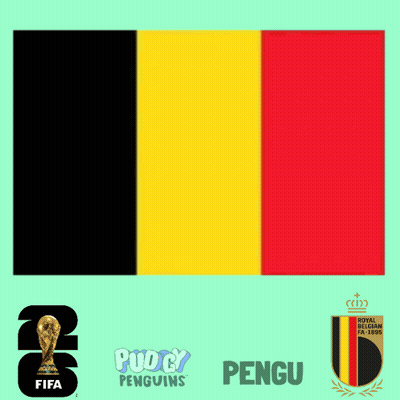 Blue Penguin Standing Next To Soccer Ball And Trophy GIF