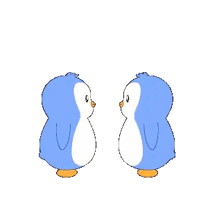 Blue Penguin Surrounded By Hearts Sticker