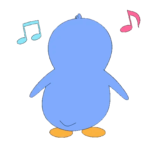 Blue Penguin Surrounded By Musical Notes Sticker