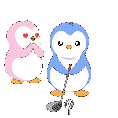 Blue Penguin Swinging Golf Club Sticker