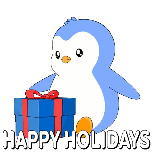 Blue Penguin Teddy Gift Happy Holidays Sticker