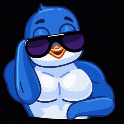 Blue Penguin Wearing Sunglasses And Shirtless Torso GIF