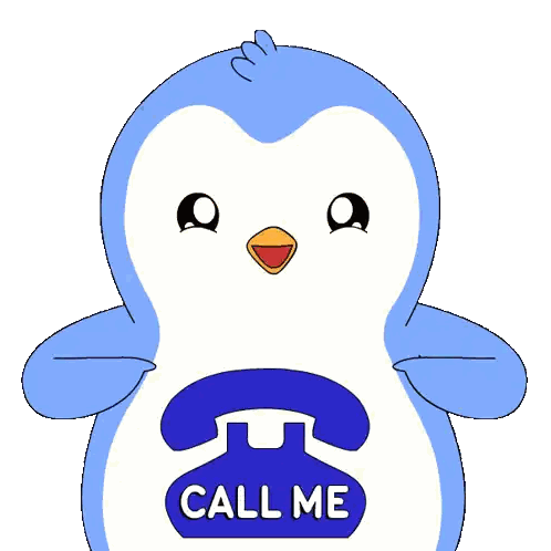 Blue Penguin With Call Me Phone Sticker