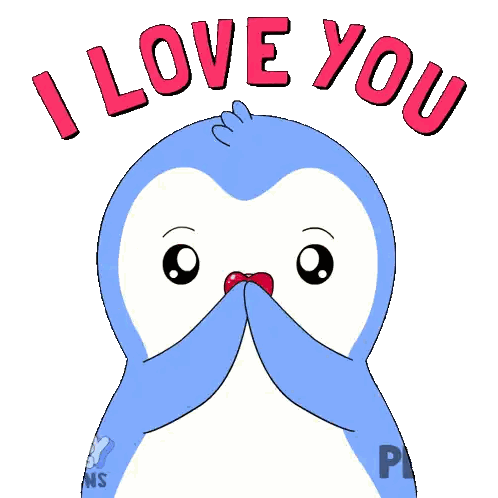Blue Penguin With Heart Eye I Love You Sticker