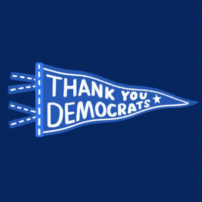 Blue Pennant Saying Thank You Democrats GIF