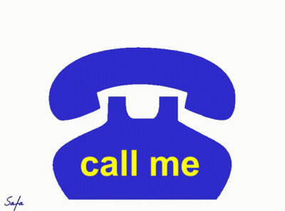 Blue Phone Saying Call Me In Yellow GIF