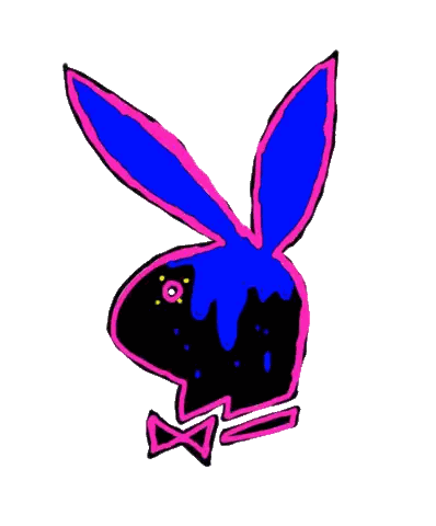 Blue Playboy Bunny With Orange Ears And Bow Tie Sticker