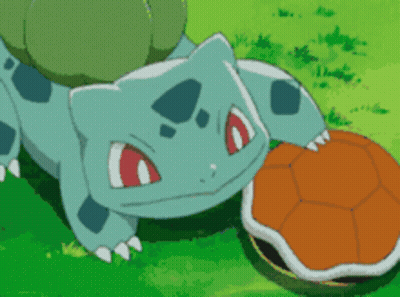 Blue Pokemon Lying With Green Leaf On Back GIF