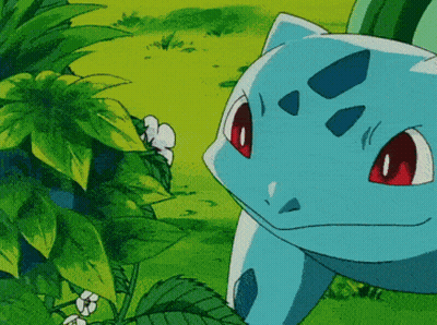 Blue Pokemon Peeking From Behind Plants GIF