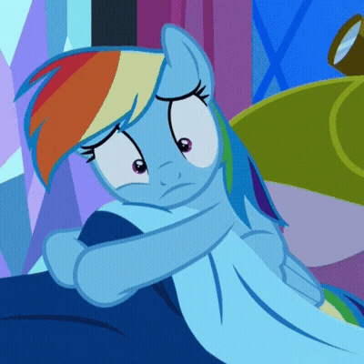 Blue Pony With Rainbow Mane And Tail GIF