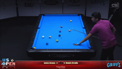 Blue Pool Table And Man Holding Cue GIF