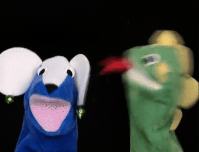 Blue Puppet And Green Puppet GIF
