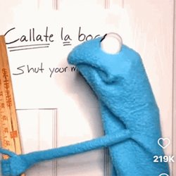Blue Puppet Teaching Spanish GIF