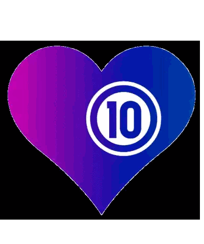 Blue Purple Heart With 10 Sticker