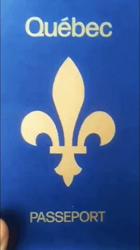 Blue Quebec Passport With Gold Fleur De Lis GIF