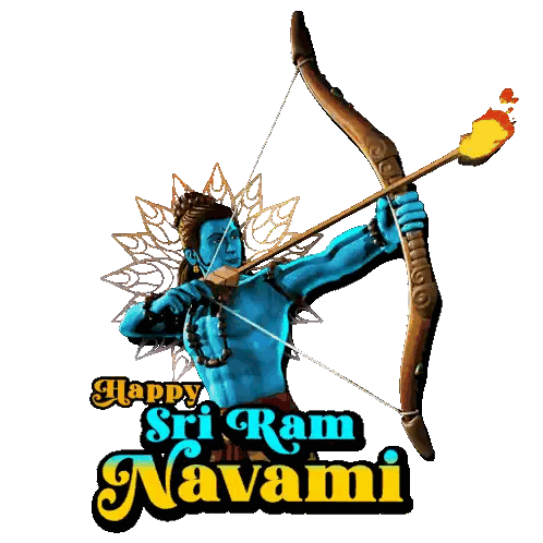 Blue Ram Holding Bow And Arrow Sticker