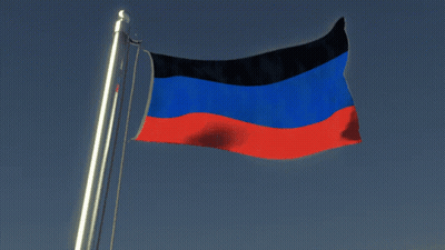 Blue Red And Black Flag Flying On Pole GIF