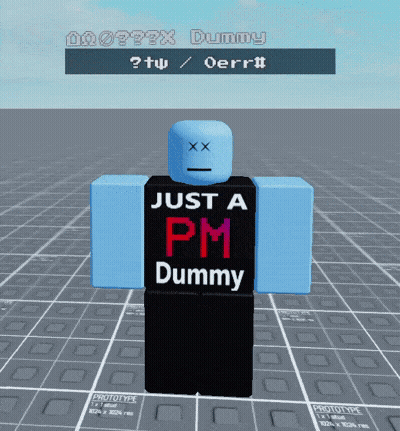 Blue Roblox Character With PM Dummy Shirt GIF