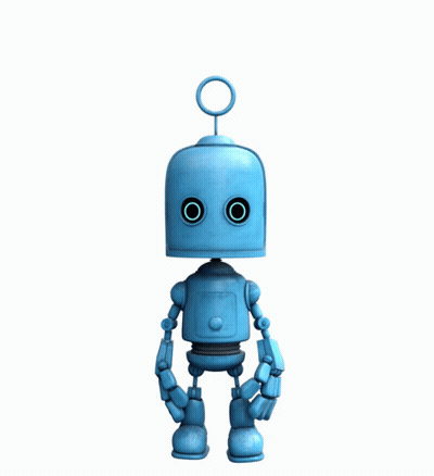 Blue Robot With Circle On Head GIF