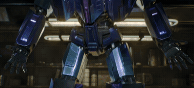 Blue Robot With Purple Chest Stripe GIF