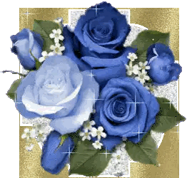 Blue Roses On Gold And Silver Background Sticker