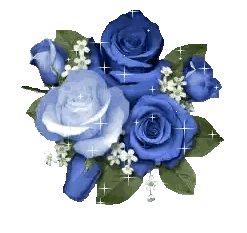 Blue Roses White Flowers Green Leaves Bouquet Sticker