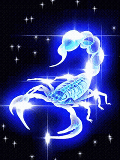Blue Scorpion Surrounded By Stars GIF