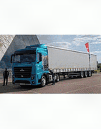Blue Semi Truck Parked On Side Of Road GIF