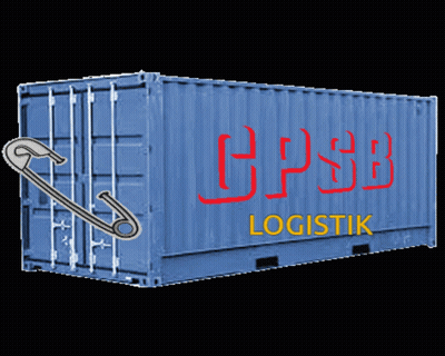 Blue Shipping Container Saying GPSB Logistic GIF