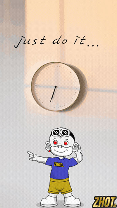 Blue Shirt Cartoon Saying Zhot By Clock GIF