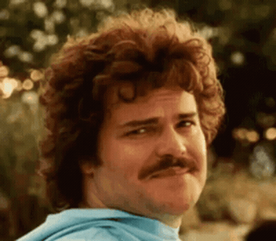Blue Shirt Man Curly Hair Mustache Funny Face