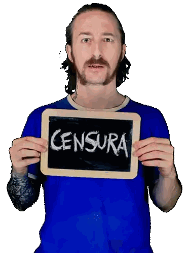 Blue Shirt Man Holding Censura Sign Sticker