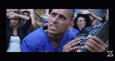 Blue Shirt Man Holding Keyboard With Letter Z GIF