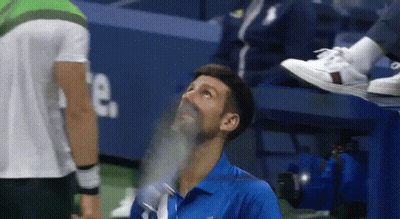 Blue Shirt Man Looking Up At Another Man GIF