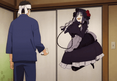 Blue Shirt Man Next To Black Dress Girl GIF