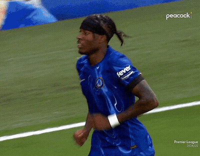 Blue Shirt Man Running Soccer Field Peacock GIF