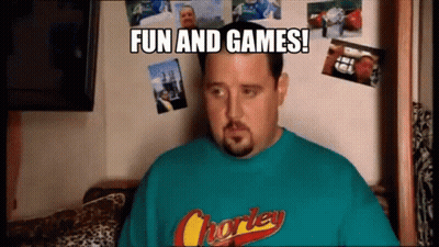 Blue Shirt Man Says Fun And Games GIF