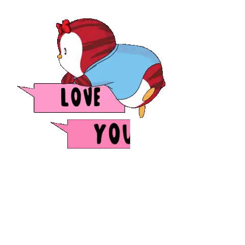 Blue Shirt Penguin Surrounded By Hearts Saying Love You So Much Sticker